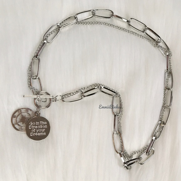 New Wanderlust ‘Go In The Direction of Your Dreams’ Coin Cutout Toggle Necklace - Picture 15 of 16